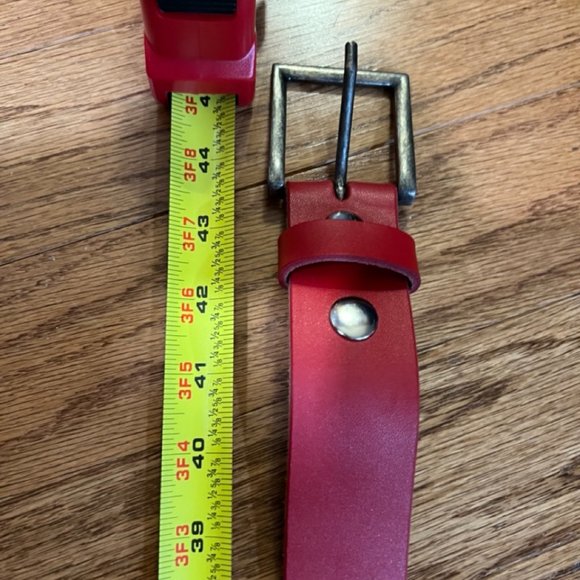 New Vintage Falari Red Leather Belt W Buckle - Picture 8 of 11